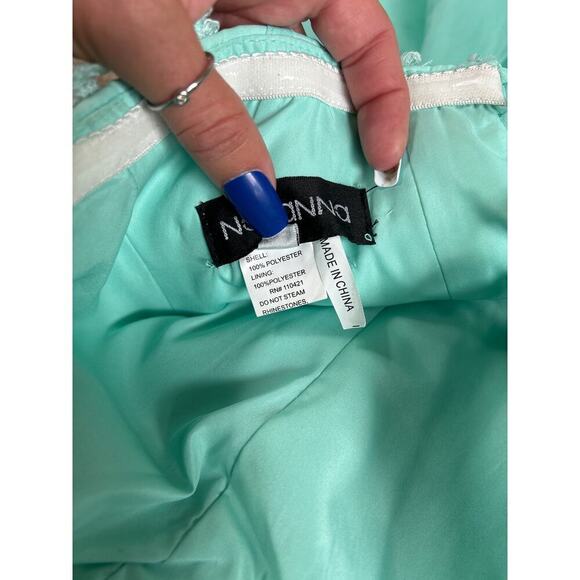 NARIANNA Tulle Prom Dress sea foam Green Lace up back Short strapless SZ SM - Picture 6 of 10